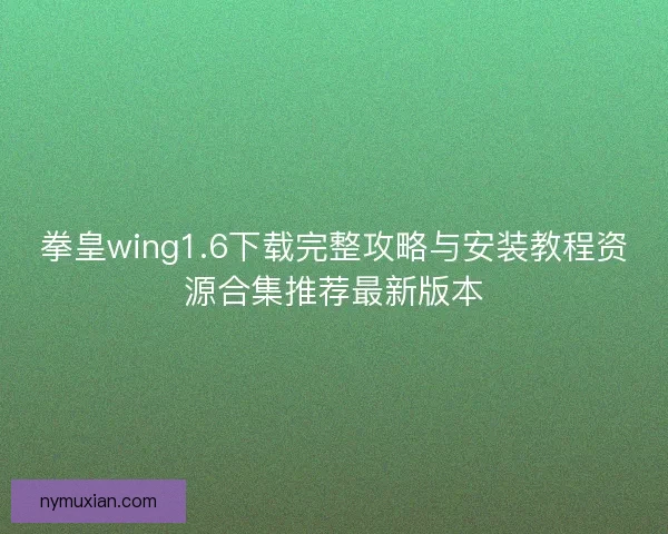 拳皇wing1.6下载完整攻略与安装教程资源合集推荐最新版本